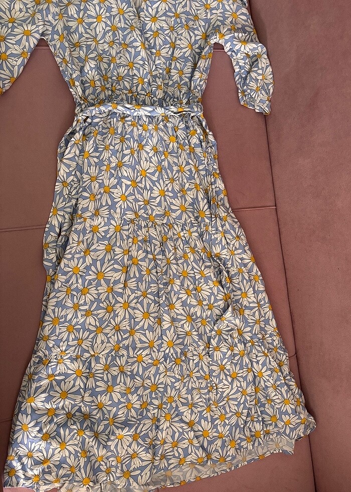 Renki kruvaze yaka günlük elbise - Görsel 2