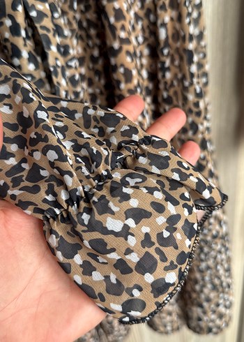 Uzun Kollu Bohem Yılan Desenli Kadın Elbise - Görsel 6