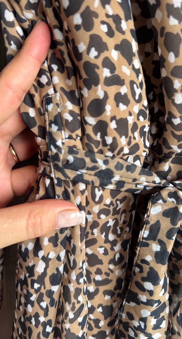 Uzun Kollu Bohem Yılan Desenli Kadın Elbise - Görsel 3