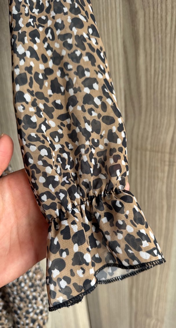 Uzun Kollu Bohem Yılan Desenli Kadın Elbise - Görsel 5