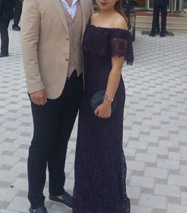 Diğer Uzun güpürlü mor elbise