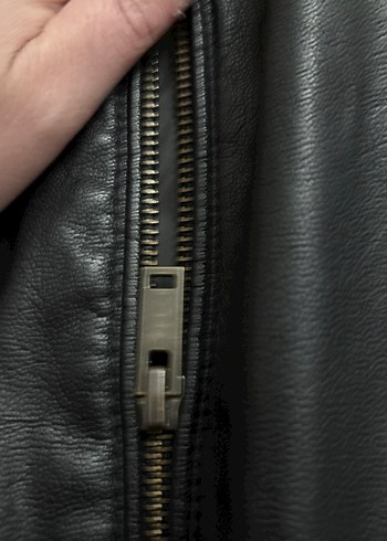 Siyah Fermuarlı Kadın Deri Biker Ceket - Görsel 5