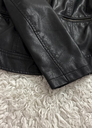 Siyah Fermuarlı Kadın Deri Biker Ceket - Görsel 8