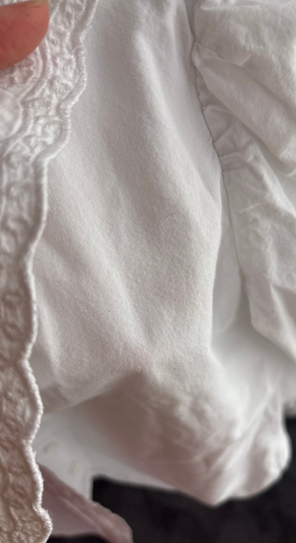 Düğmeli Beyaz Keten pamuk
 Kadın Gömlek - Görsel 3