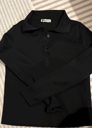 Düğmeli Siyah Uzun Kollu Kadın Kazak - Görsel 2