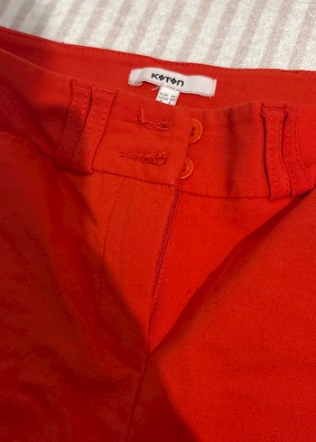 Kırmızı Fermuarlı Kadın Kumaş Pantolon - Görsel 3