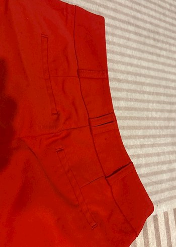 Kırmızı Fermuarlı Kadın Kumaş Pantolon - Görsel 4