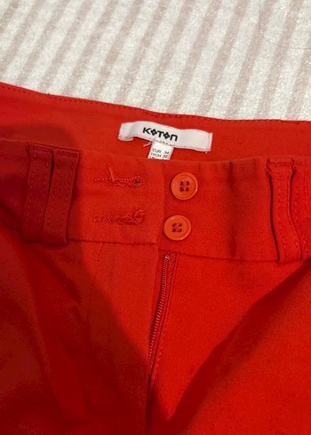 Kırmızı Fermuarlı Kadın Kumaş Pantolon - Görsel 2