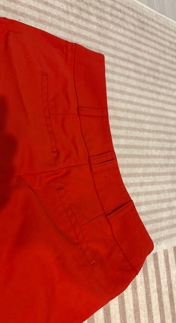 Kırmızı Fermuarlı Kadın Kumaş Pantolon - Görsel 4