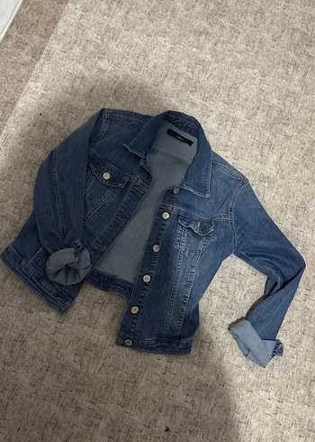 Düğmeli uzun kollu Mavi Denim Ceket - Görsel 2
