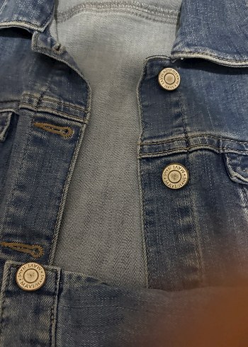 Düğmeli uzun kollu Mavi Denim Ceket - Görsel 5