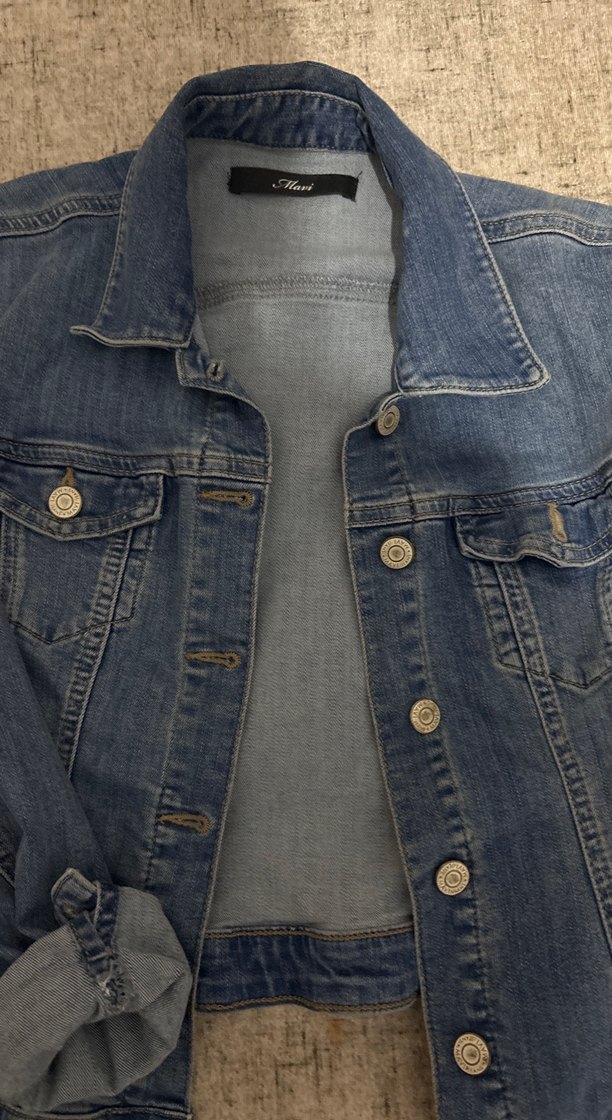 Düğmeli uzun kollu Mavi Denim Ceket - Görsel 3