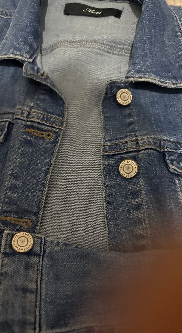 Düğmeli uzun kollu Mavi Denim Ceket - Görsel 5