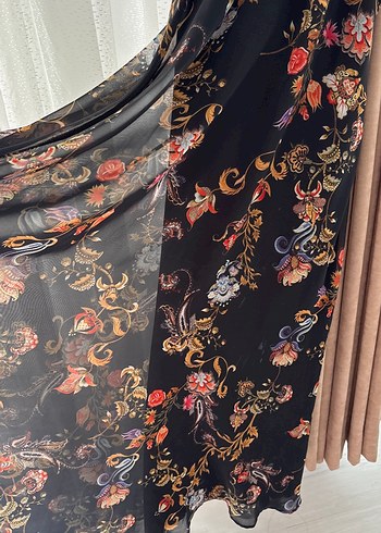 Bohem Tarzı Uzun Desenli V Yakalı Elbise - Görsel 8