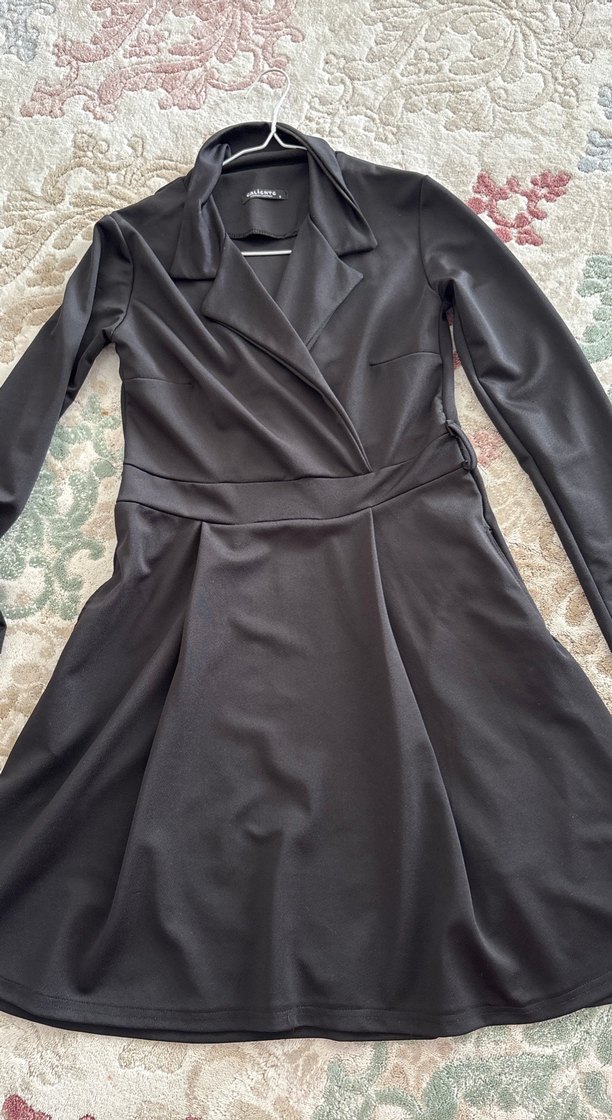 Siyah klasik diz boy elbise - Görsel 2