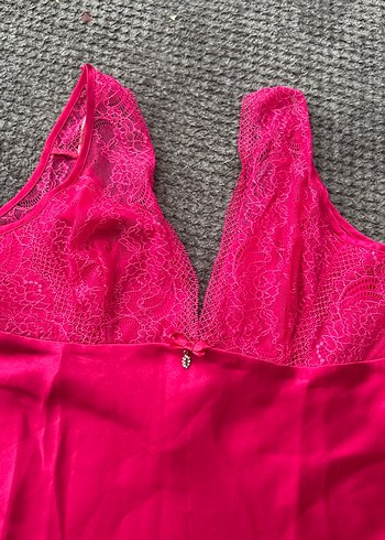 Pembe Dantelli Midi Gecelik - Görsel 2