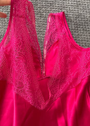 Pembe Dantelli Midi Gecelik - Görsel 3