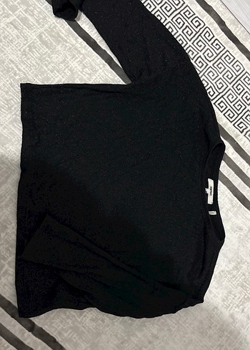 Kadın Siyah Salaş simli Uzun Kollu Triko - Görsel 2