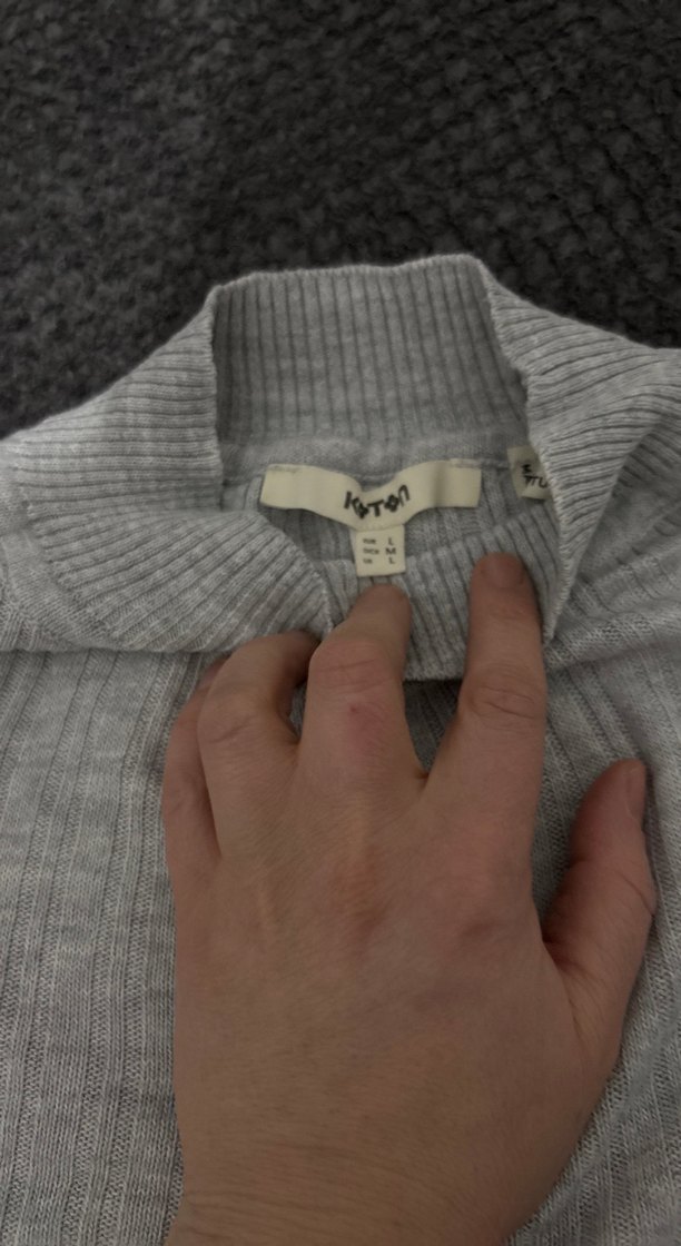 Gri Balıkçı Yaka koton Triko Kadın Kazak - Görsel 3