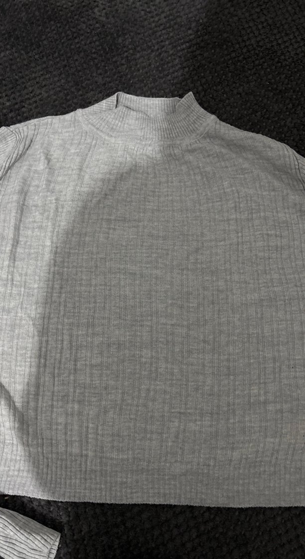 Gri Balıkçı Yaka koton Triko Kadın Kazak - Görsel 2