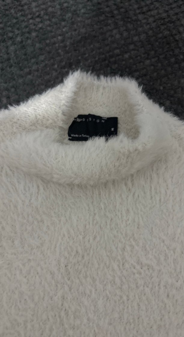 Beyaz  yumoş Balıkçı Yaka Kadın Triko - Görsel 3