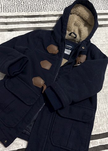 Erkek Çocuk 5-6 yaş Lacivert Düğmeli kaşe  Kaban - Görsel 8