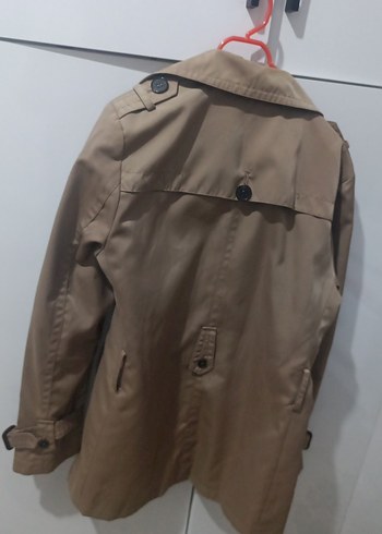 Zara Bej Midi Deri Trençkot Düğmeli