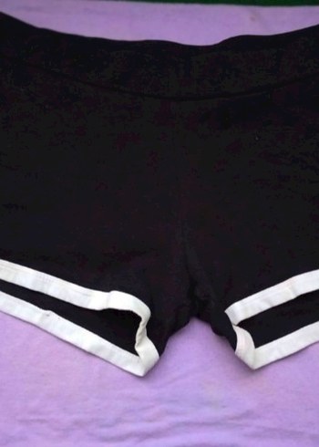Siyah Elastik Bel Mini Spor Şort