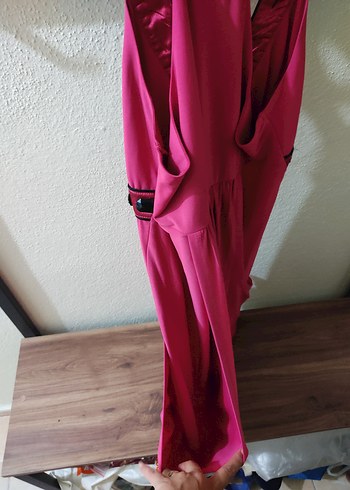 38 Beden pembe Renk Pembe Parlak V Yaka Mini Elbise