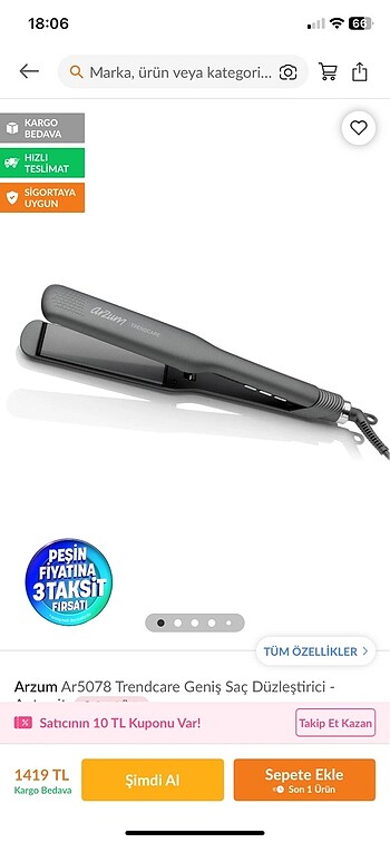 Arzum Ar5078 Trendcare Geniş Saç Düzleştiricisi
