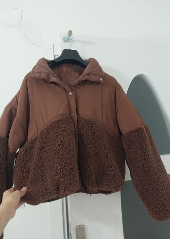 Kahverengi Peluş Kadın Kışlık mont