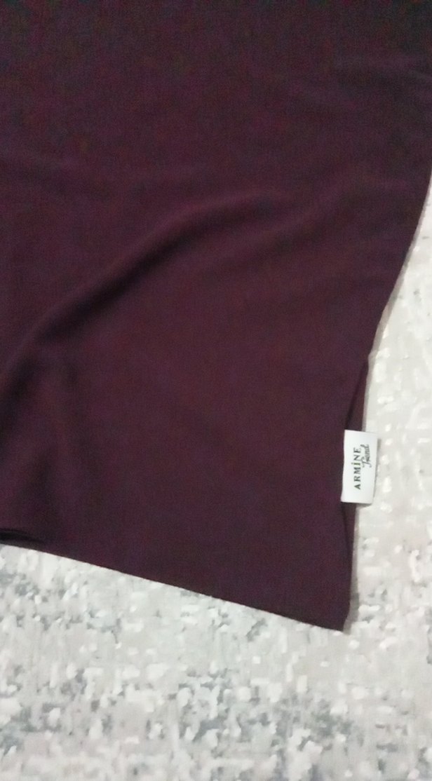 Koyu Bordo Düz Medine ipeği şal - Görsel 2