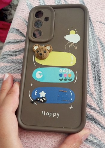 Düğmeli Pastel Kahverengi Telefon Kılıfı