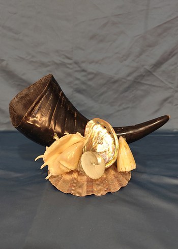 Deniz kabuklu koyu boynuz figürü - Görsel 3