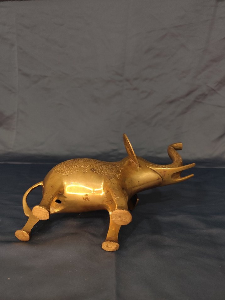 Parlak Altın Sarısı Pirinç Fil Biblo - Görsel 3