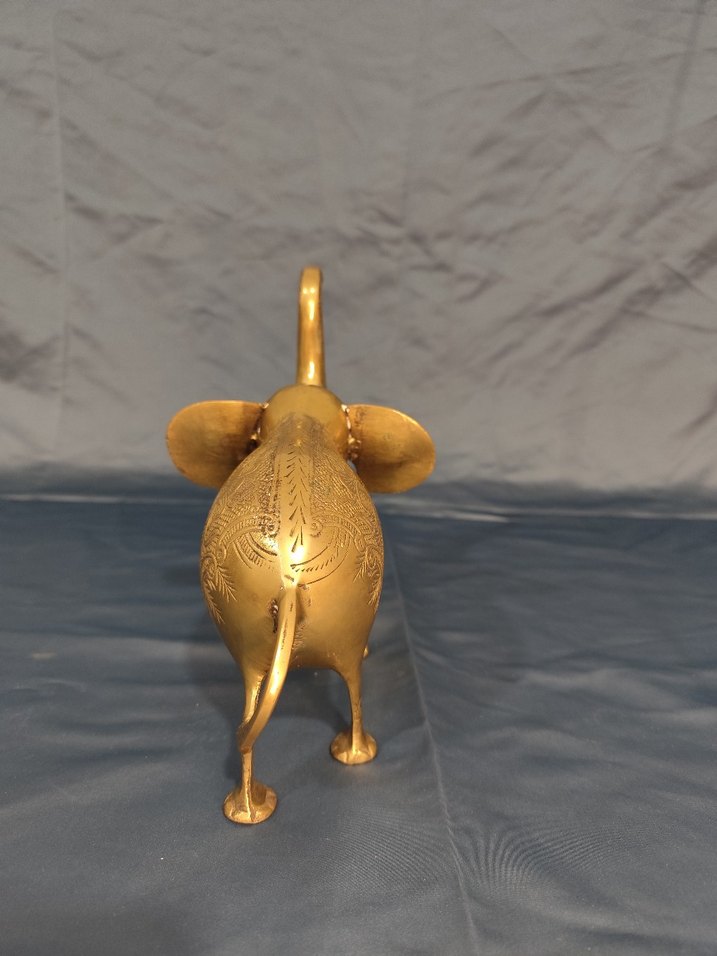 Parlak Altın Sarısı Pirinç Fil Biblo - Görsel 4