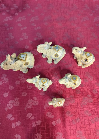 6'lı uğurlu dekoratif fil biblo - Görsel 2