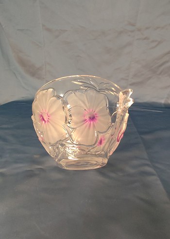 Pembe Çiçek Desenli Cam Kase - Görsel 3