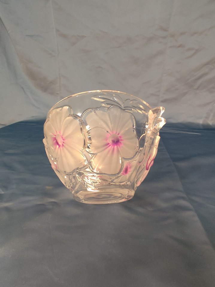 Pembe Çiçek Desenli Cam Kase - Görsel 3