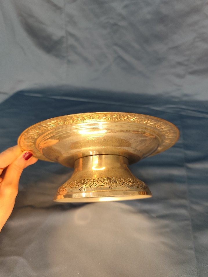 Gümüş Kaplama Geleneksel Ayaklı Tabak - Görsel 3