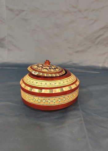 Ahşap el boyaması sedefli işlemeli şekerlik - Görsel 2