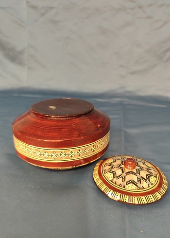 Ahşap el boyaması sedefli işlemeli şekerlik - Görsel 3