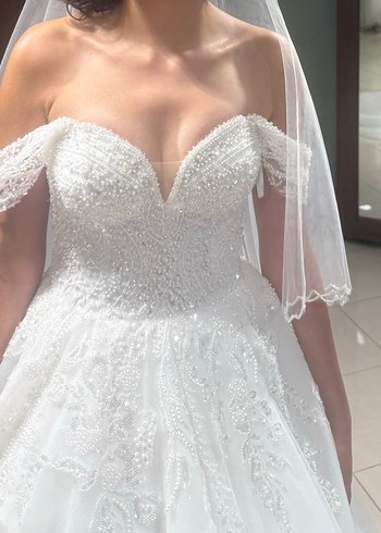 Straplez A Kesim Uzun Beyaz Gelinlik - Görsel 2