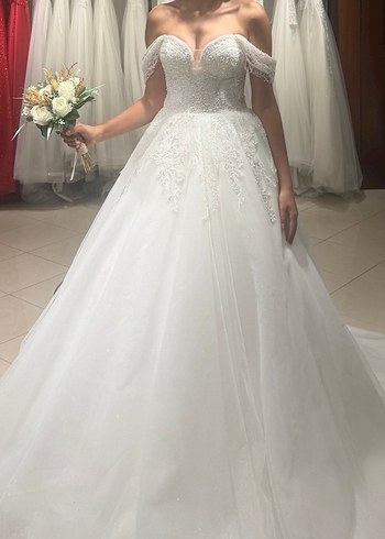 Straplez A Kesim Uzun Beyaz Gelinlik - Görsel 3