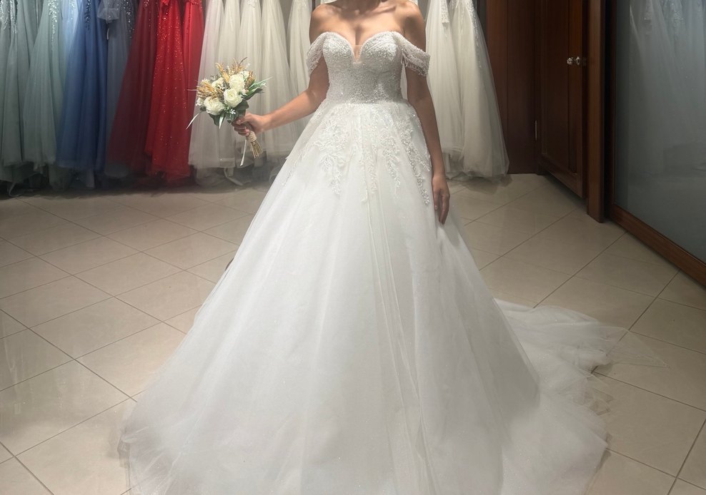 Straplez A Kesim Uzun Beyaz Gelinlik - Görsel 3