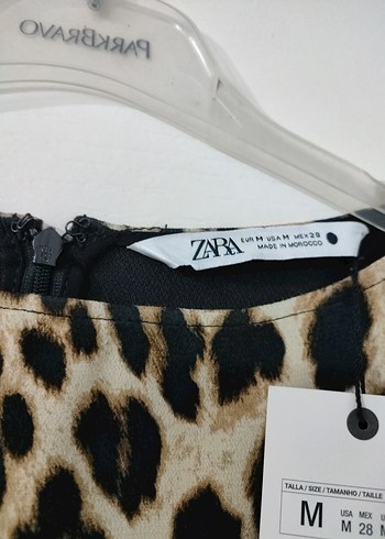 m Beden Leopar Desenli Mini Elbise