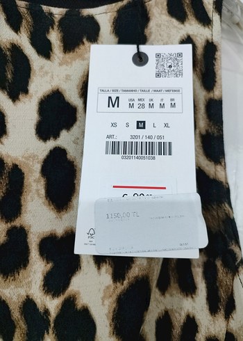 m Beden kahverengi Renk Leopar Desenli Mini Elbise