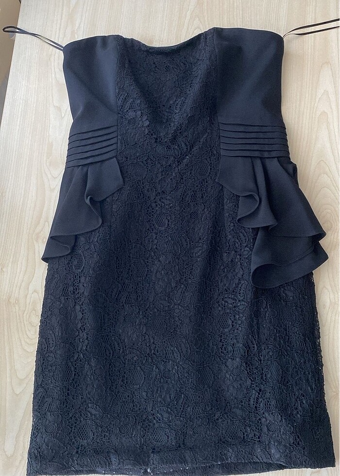 Siyah Straplez Elbise - Görsel 2