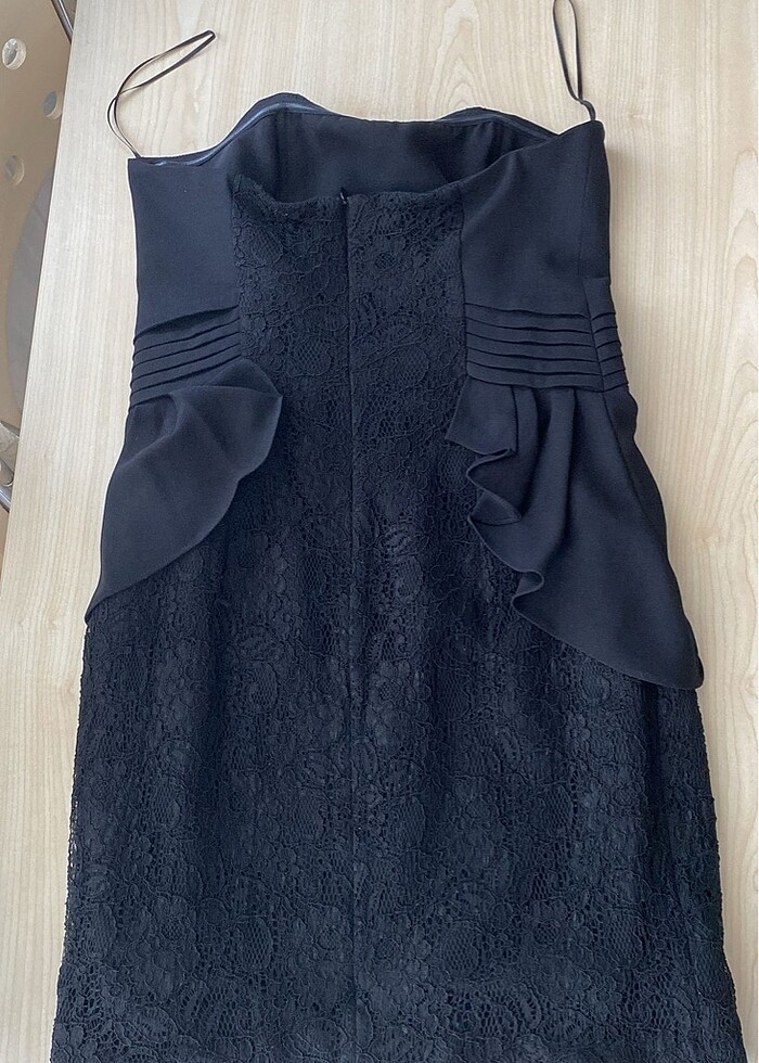 Siyah Straplez Elbise - Görsel 3