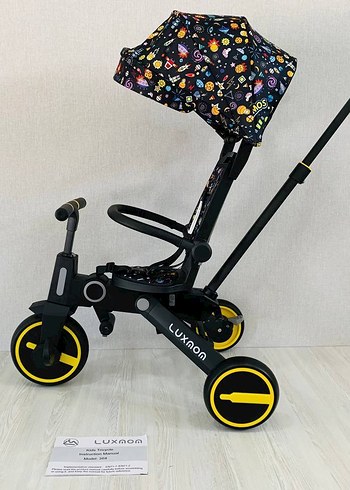 Beden Luxmon Desenli Siyah Çocuk Üç Tekerlekli Bisiklet
